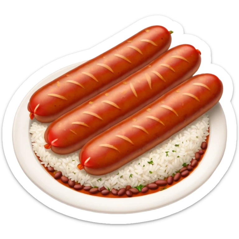 emoji of Rougail saucisse meal. Typical Reunion island meal. Sliced sausage in tomato reduced sauce with thym  sticker