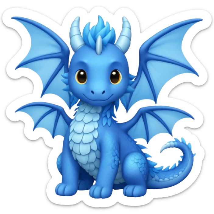 Sky dragon colour in blue and looks cute , have wings , follow the JELLYCAT sticker