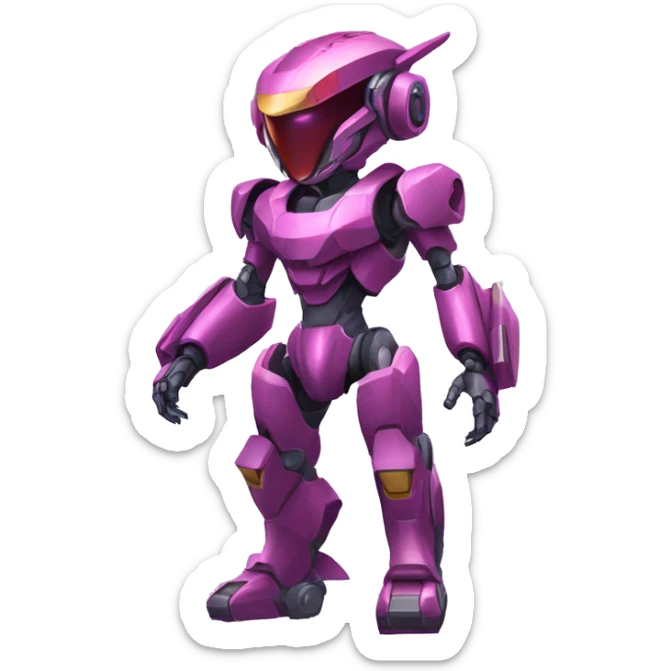 a Genesect-Raptor-Fakémon-Medabot-Mecha with a futuristic visor-helmet and wearing a techwear-suit Full Body sticker
