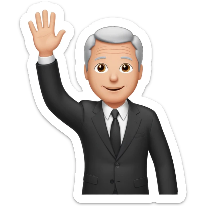 Create an emoji of Epstein waving to the camera in Family Guy style sticker