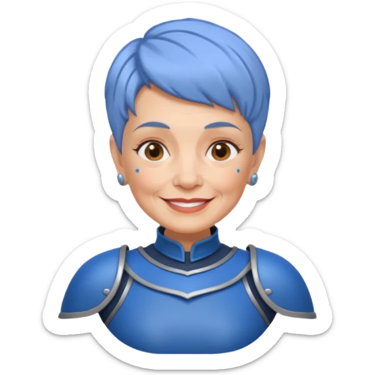 Elderly Tattooed Knights female, with short hair, blue armour sticker
