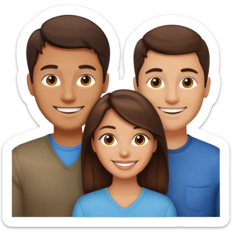 Un trouple : deux hommes  et une femme qui sont tensemble , ils sont tous blanc et brun  sticker