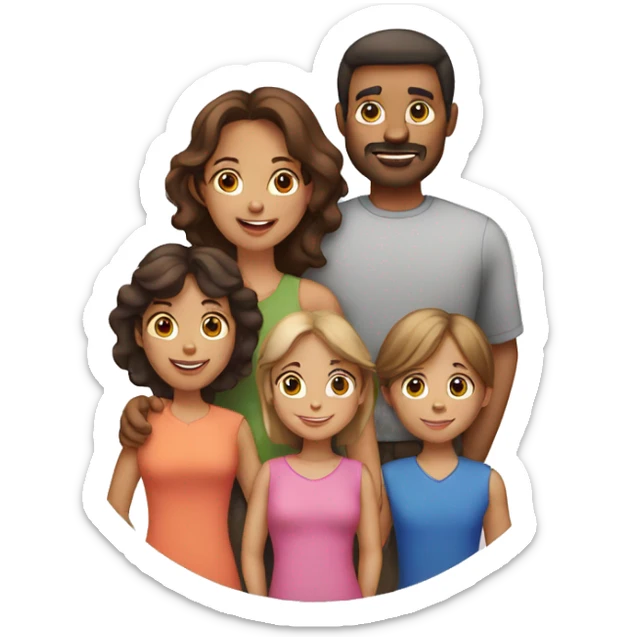 a family with a man, a woman,one boy and two girls sticker