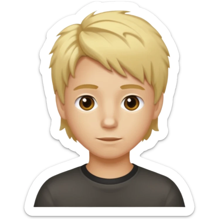 Je veux un garçon brun avec des mèches blondes qui montre à la caméra ses cheveux avec des mèches blondes sticker