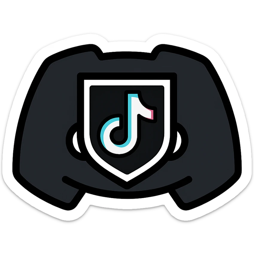 Discord role icon inspired by the TikTok logo, using TikTok's signature colors black white cyan and pink, modern and visually appealing, suitable for Discord roles sticker