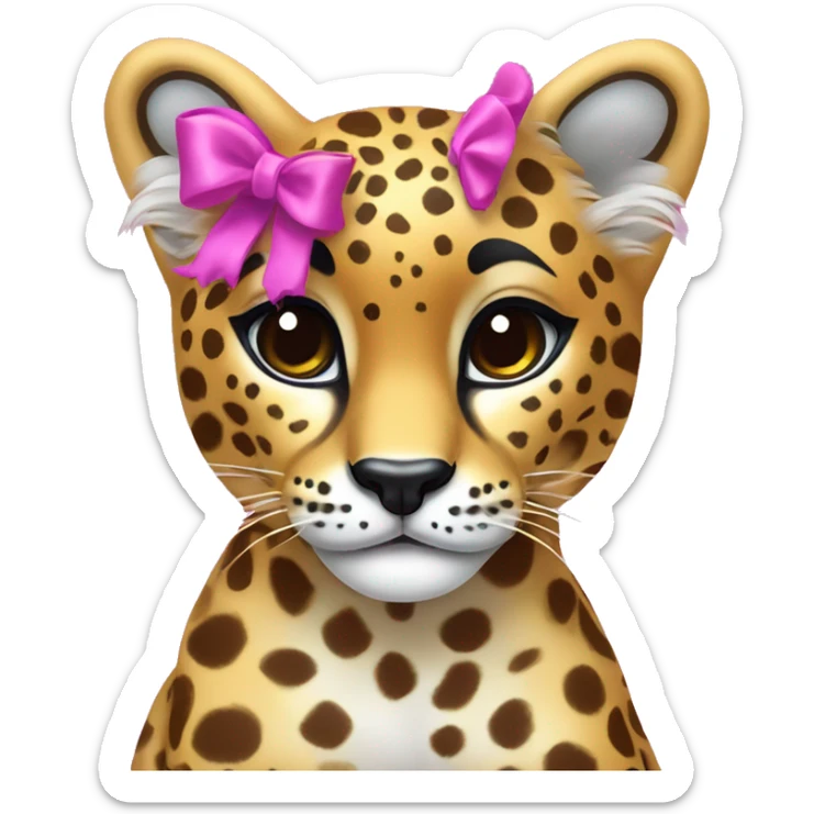 Lisa frank vibe cheetah with big brown bow sticker