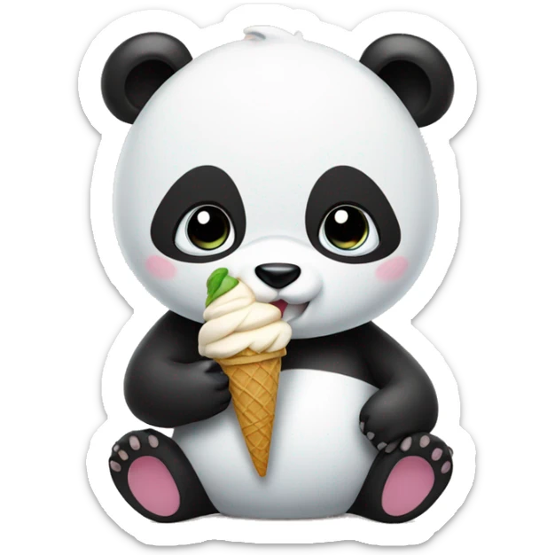 Panda eating ice cream sticker