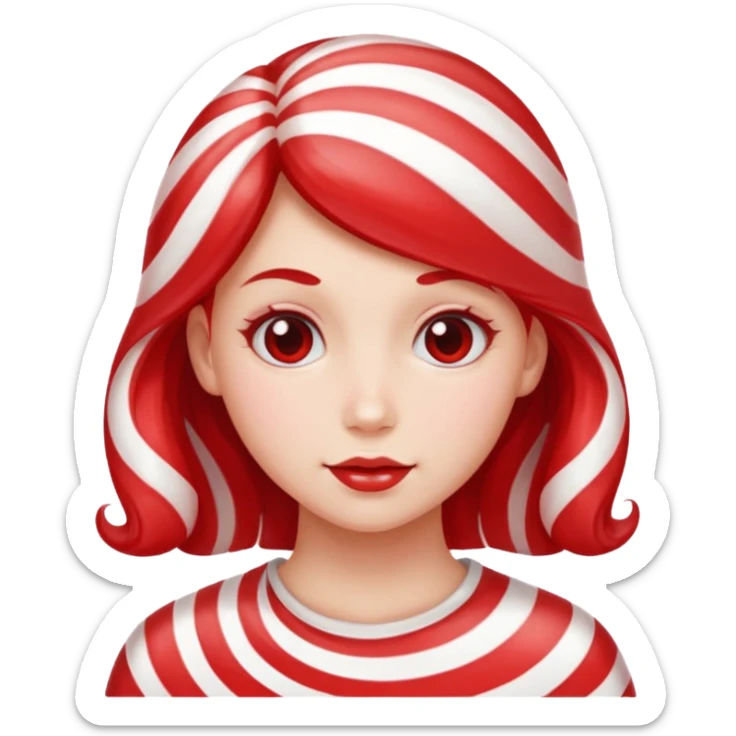 girl with hair made out of candy peppermint sticker