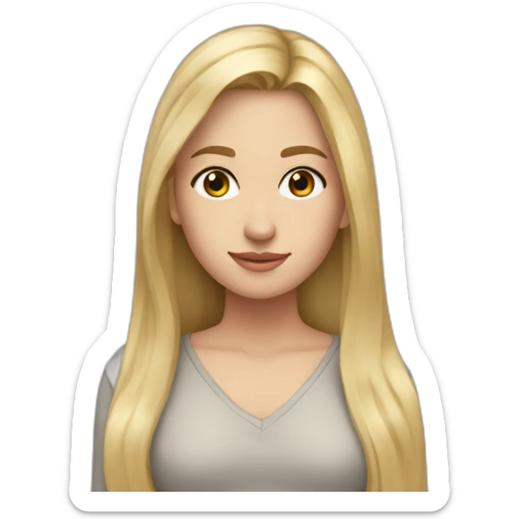caucasian girl, long straight blonde hair, v-neck laced top sticker
