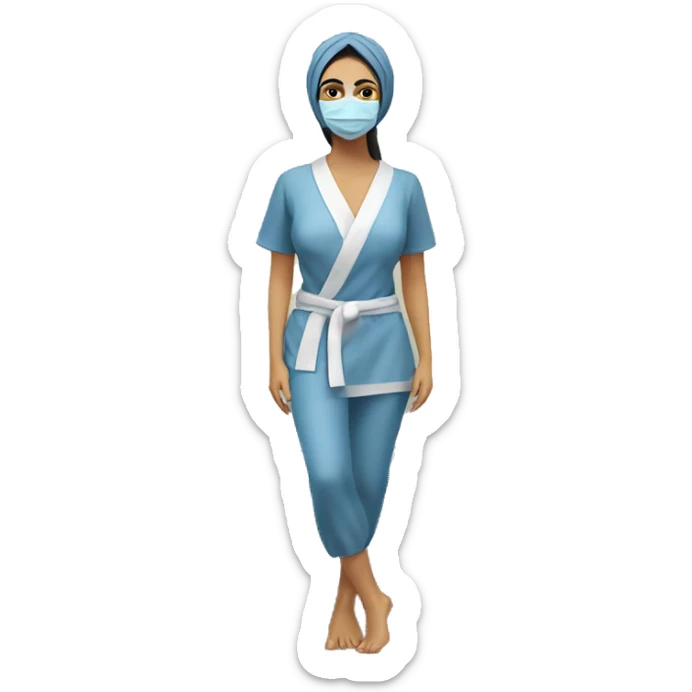 Beautiful Armenian girl with face mask spa beauty full body relaxing sticker