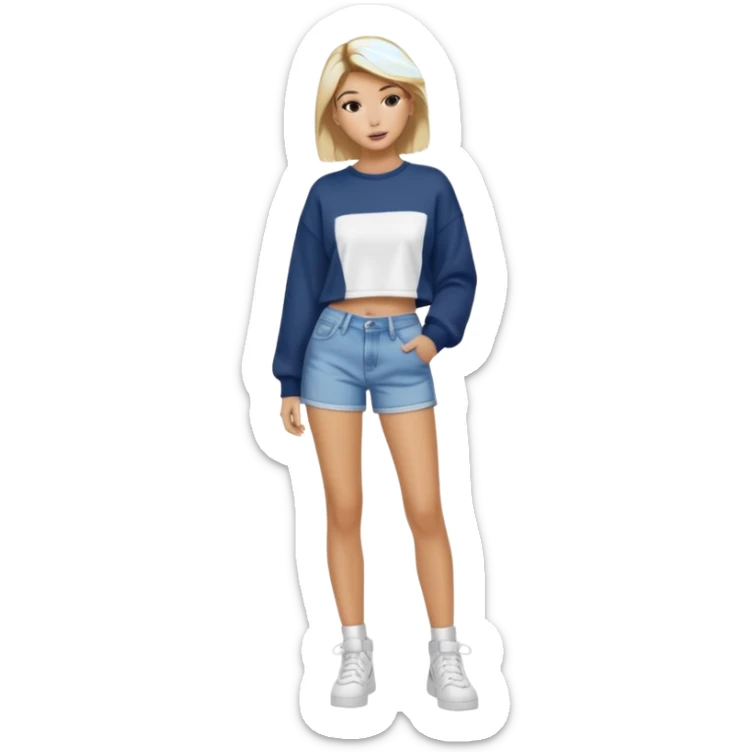 Hailey bieber cheveux court blond court et voir tout son corps sticker