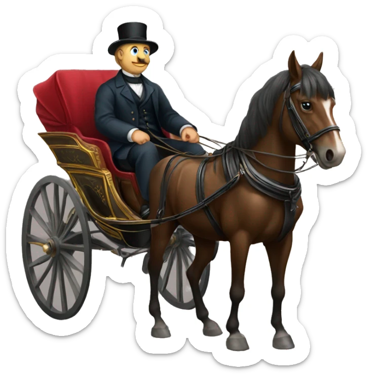 a man sits in a horse-drawn carriage from Russia in the 19th century sticker
