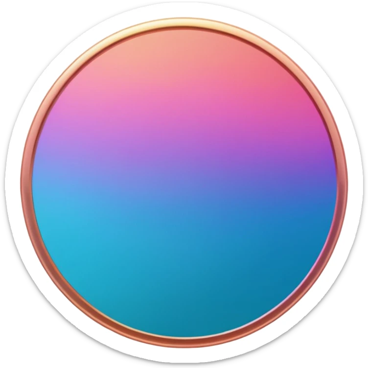 
One coin color in in gradient of turquoise, blue, pink, purple, and coral sticker