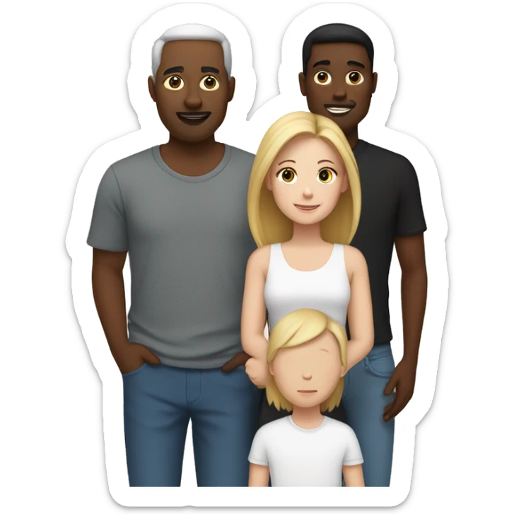 Blended family with white parents, one adult white daughter, one adult white son, one adult black son  sticker