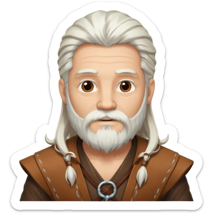 Pan, God of the Wild from Gods and Goddesses with long white hair and beard, brown outfit sticker