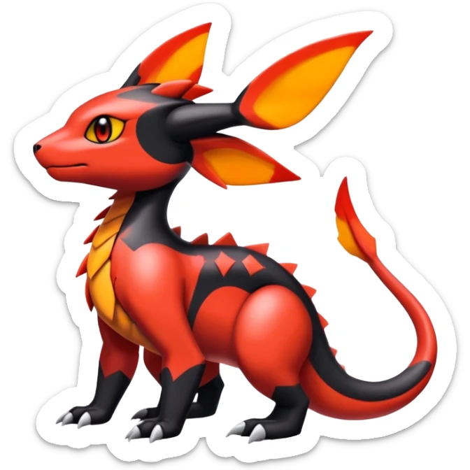 Cute Shiny Guilmon-Salandit-Umbreon-Fakémon-hybrid-creature (full body)  sticker