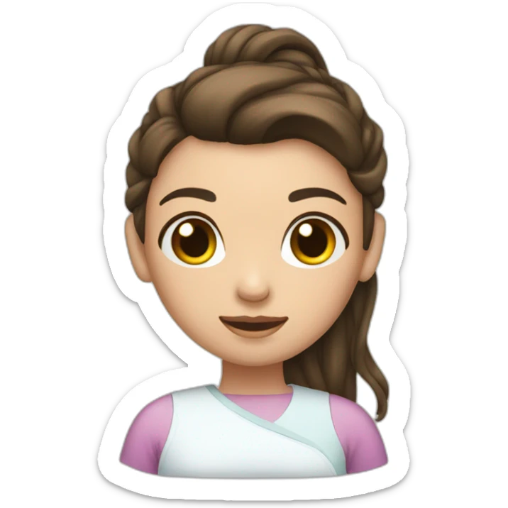 a brunette girl with a ponytail recovering from surgery on her stomach sticker