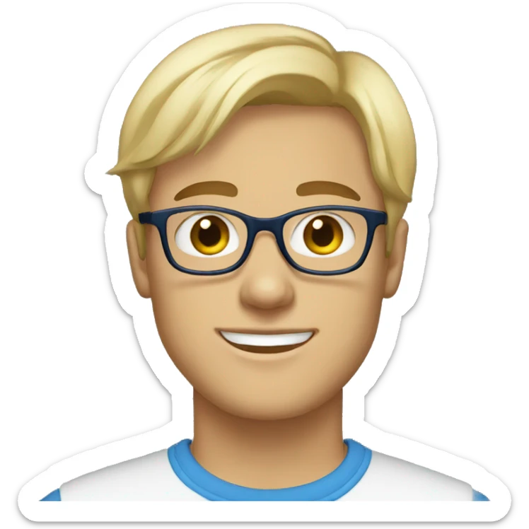 20 year old man blonde hair blue eyes wearing glasses  sticker
