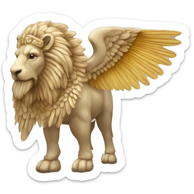 Lamassu, head of a bearded human, body of a bull, feathered wings that extend from its back sticker