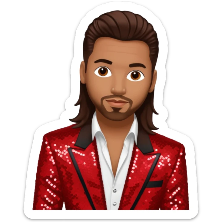 Kevin Thornton, R&B Singer (b. 1969) from Color Me Badd with long dark brown hair, red sequin outfit sticker