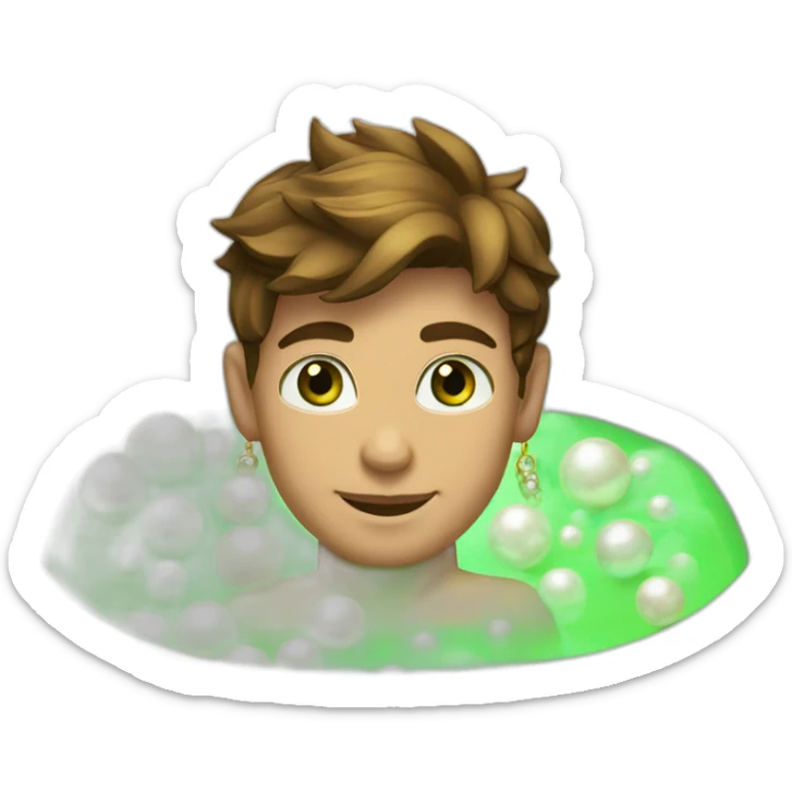 Posh-muscle-boy-brown-hair-green-eyes-pearl-necklace-in-golden-bathtub sticker