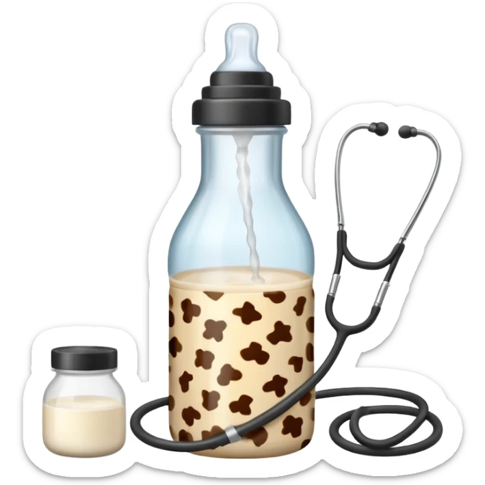 stethescope, baby bottle, cute baby scrapbooking paper animal print  sticker