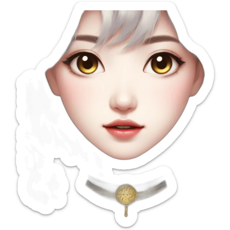 korean girl-,siren eyes,-white girl-bare-belly, ,-choker,-bathed-in-shadows,-fov-90-degrees,-short-lighting, -I-usm,-cold-colors,-gilded-technique,-extremely-hyper-aesthetic, sticker