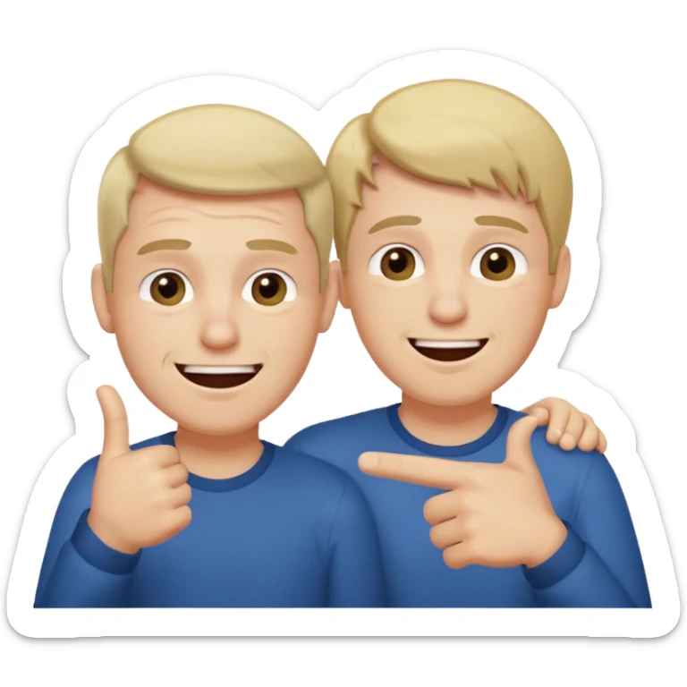 2 homme, l'un est triste et l'autre le pointe du doigt en rigolant sticker