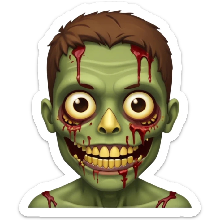 Quero um zumbi com a pele morena, com machucados no rosto (poucos) com dentes de ouro sticker