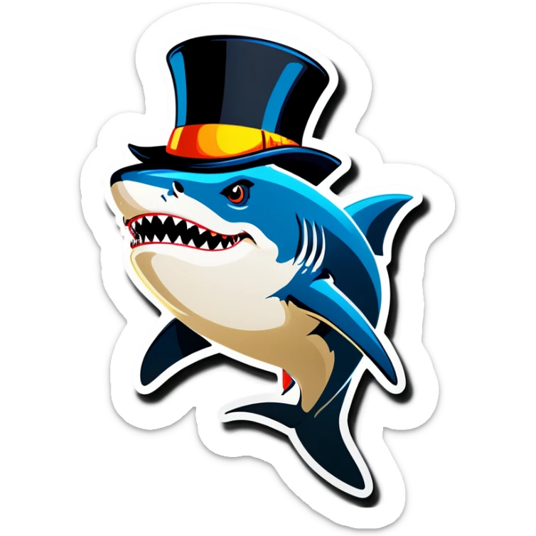 Shark with a top hat sticker