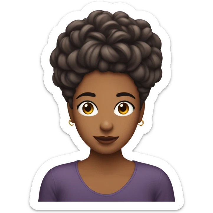 Crea un emoji de una chica con pecas de cabello moreno y medio ondulado mordiéndose el labio sticker