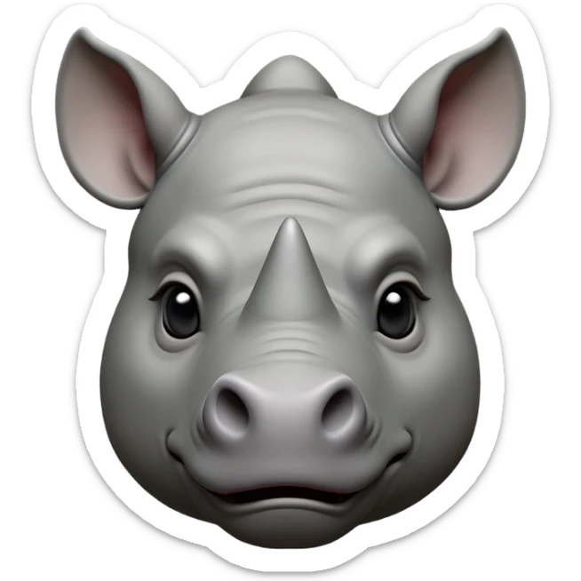 cinematic-noble--rhinoceros-portrait-emoji,slate-grey-hide--poised-and-regal,-with-a-massive,-powerful-build-and-a-thick, -deep-set-soulful-piercing-eyes,-simplified-yet-sharp-and-sophisticated-features,-highly-detailed,-large-black-eyes, zoomed out showing shoulders sticker