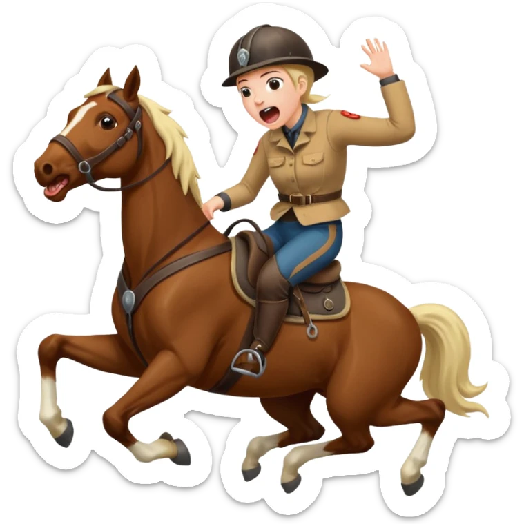 The horse bucks the person while the person screams in pain sticker