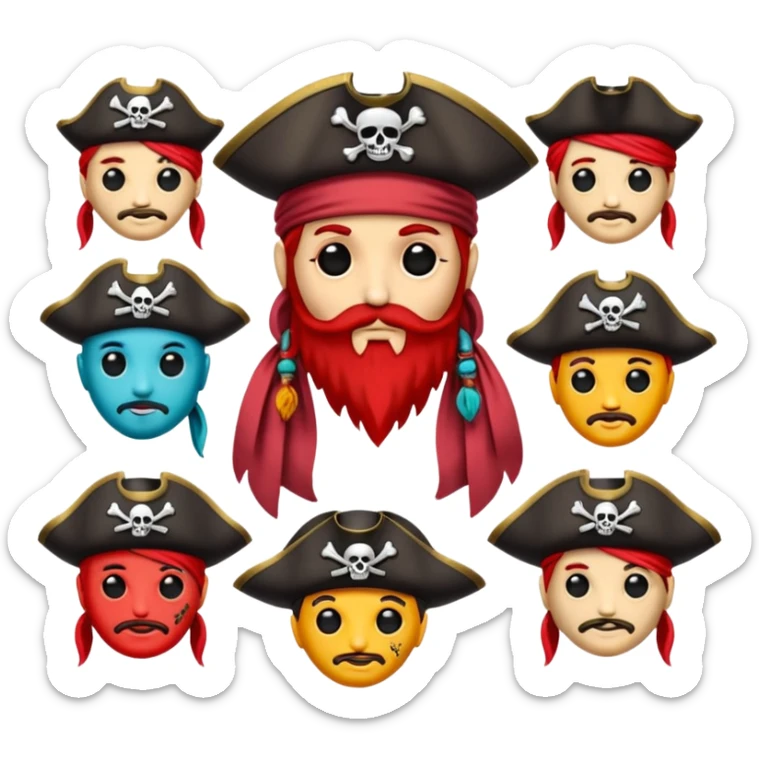 Je veux un tableau de stickers pour mon clan lak khawarizmi notre symbol est les pirat au chapeaux rouge , est un autre tableau de stickers écharpe de ton choix pour mon clan sticker