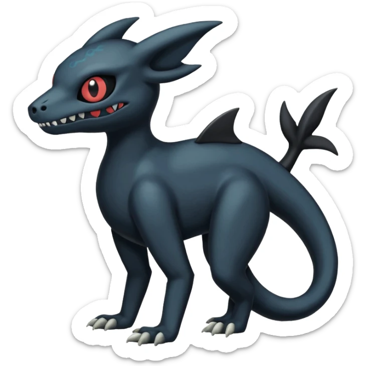 Vintage Dull Dark Gloomy Duskull-Salandit-Umbreon-Fakémon-hybrid-creature (full body)  sticker