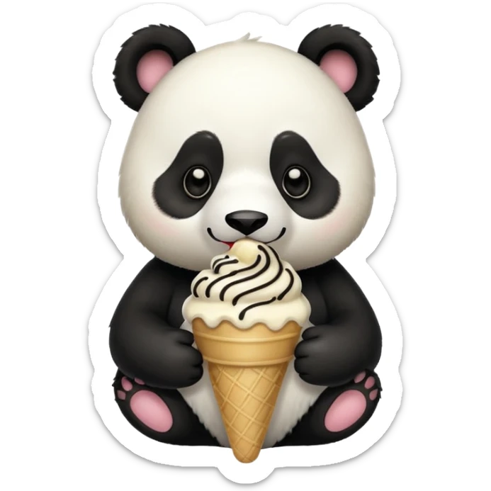 Panda eating ice cream sticker