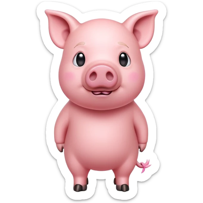 cinematic-[pig]-realistic-full-body-standing-emoji,-tail-flicking-lazily,-head-tilted-dramatically,-sleek-[pink]-skin,-simplified-yet-realistic-focused-features,-highly-detailed,-glowing-with-an-almost-sarcastic-glow sticker