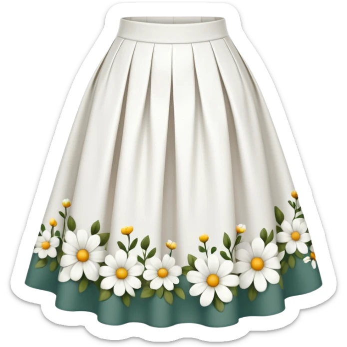 create a white with little flowers midi skirt whituot pleats sticker