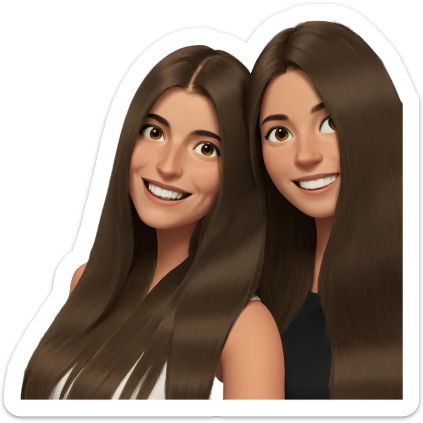 smiling girls with long hair sticker