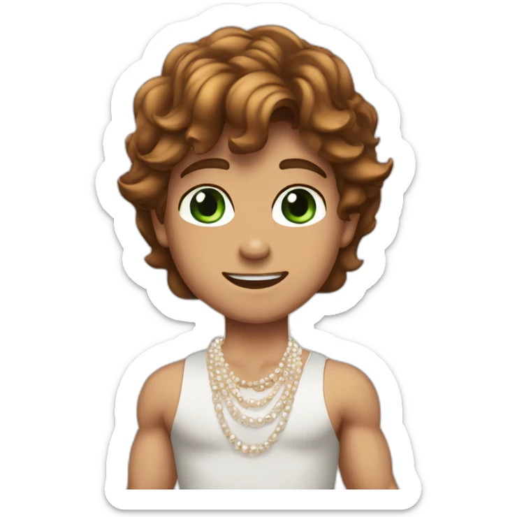 Posh-muscle-boy-with-pearl-necklace-and-green-eyes-and-brown-hair sticker