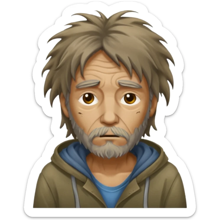 very dirty looking homeless person very very dirty and smelly looking face only sticker