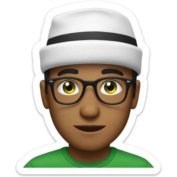 young albanian man with green eyes in hat and glasses sticker