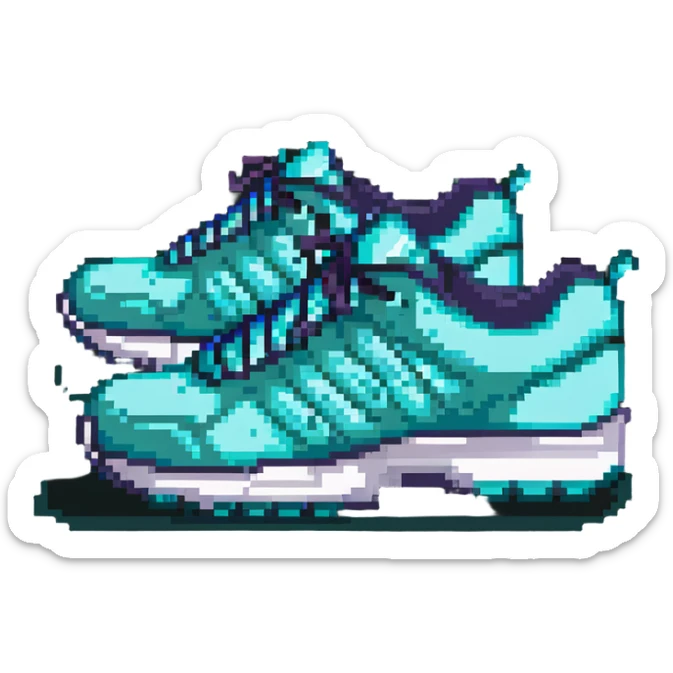 turquoise running shoes, athletic footwear, blue-green sneakers sticker
