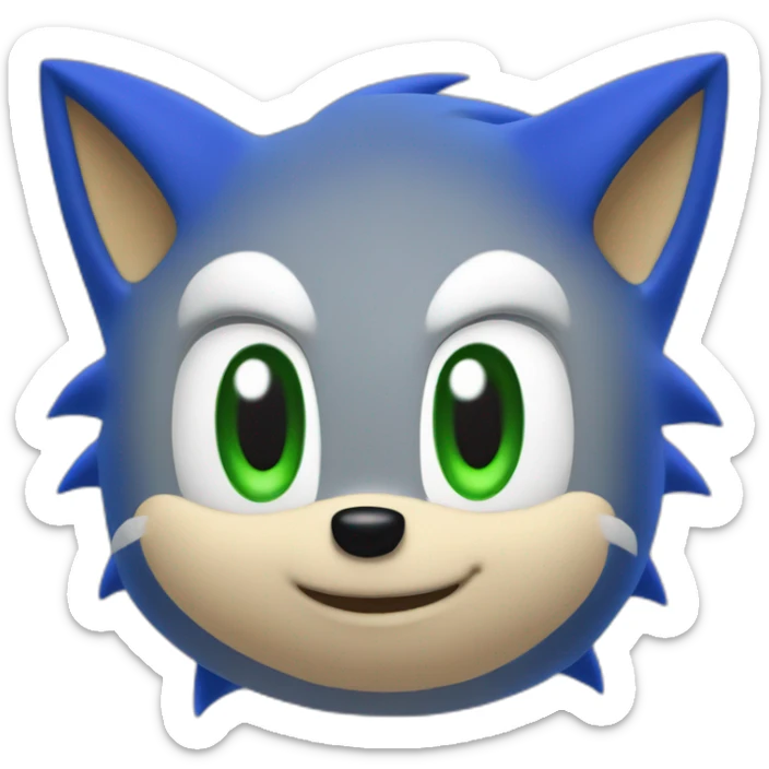 Face of Sonic The Hedgehog from SEGA, Blue Fur with a green eyes, sticker