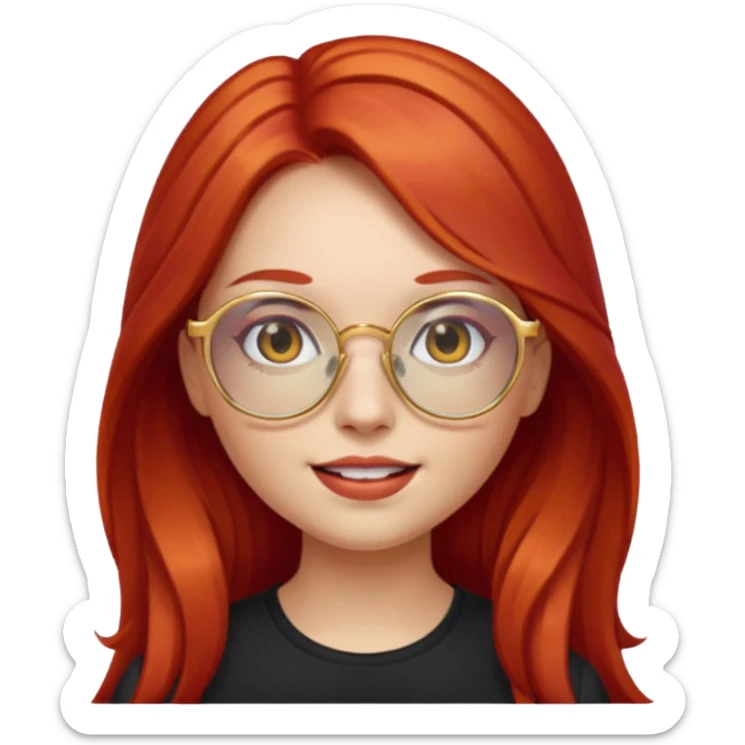 Emoji Girl with long red hair and gold glasses sticker