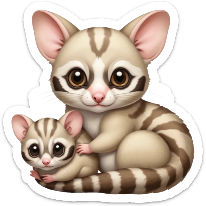 Fat and cute Japanese sugar glider  white. A mom anda a baby one sticker
