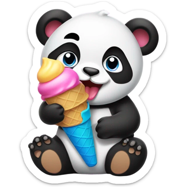Panda eating ice cream sticker