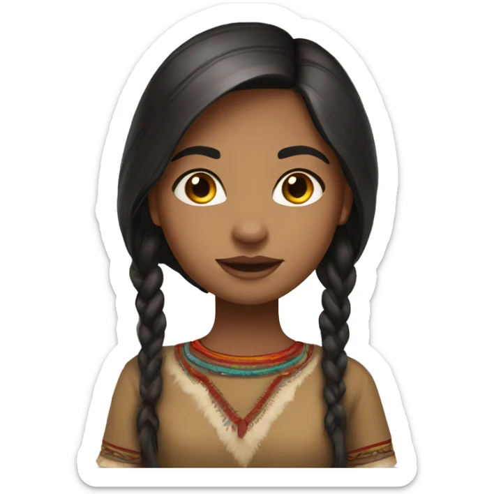 girl dark hair with streaks of color and America indian heritage plain clothing sticker