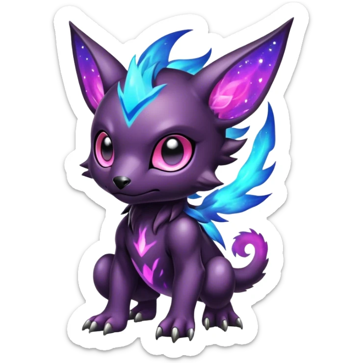 Cute cool colorful dark nebula fantasy-Digimon-animal-hybrid full body sticker