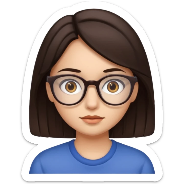 Girl with dark brown hair with brown eyes with glasses sticker